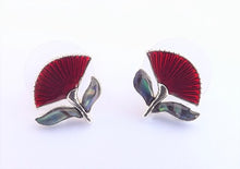 Load image into Gallery viewer, Pohutukawa Flower with Paua Stud Earrings