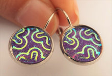 Load image into Gallery viewer, Purple AB Lustre Squiggle on Lever Back Hooks