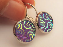 Load image into Gallery viewer, Purple AB Lustre Squiggle on Lever Back Hooks