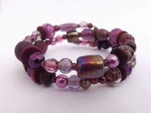 Load image into Gallery viewer, Purple Beads Memory Wire Bracelet