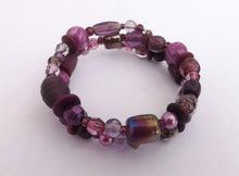 Load image into Gallery viewer, Purple Beads Memory Wire Bracelet