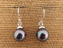 Load image into Gallery viewer, Purple Grey Crushed Seashell Pearl Earrings on Sterling Silver Hooks