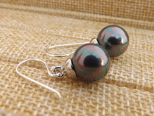Load image into Gallery viewer, Purple Grey Crushed Seashell Pearl Earrings on Sterling Silver Hooks