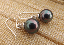 Load image into Gallery viewer, Purple Grey Crushed Seashell Pearl Earrings on Sterling Silver Hooks