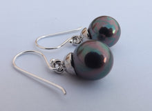 Load image into Gallery viewer, Purple Grey Crushed Seashell Pearl Earrings on Sterling Silver Hooks