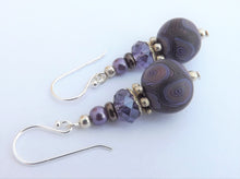 Load image into Gallery viewer, Purple Kathryn Design Handmade Bead Earrings on Sterling Silver Hooks