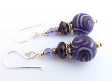 Load image into Gallery viewer, Purple Koru Kathryn Design Bead Earrings on Sterling Silver Hooks