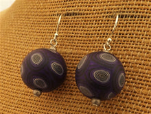 Load image into Gallery viewer, Purple & Black Handmade Kathryn Design Bead Earrings on Sterling Silver Hooks