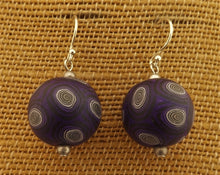 Load image into Gallery viewer, Purple & Black Handmade Kathryn Design Bead Earrings on Sterling Silver Hooks