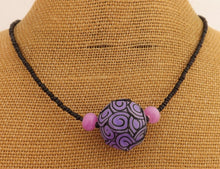 Load image into Gallery viewer, Purple & Black Handmade Kathryn Design Bead Necklace