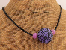 Load image into Gallery viewer, Purple & Black Handmade Kathryn Design Bead Necklace