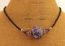 Load image into Gallery viewer, Purple, Black & White Chunky Kathryn Design Single Feature Bead Necklace