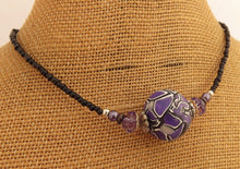 Load image into Gallery viewer, Purple, Black & White Chunky Kathryn Design Single Feature Bead Necklace