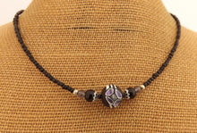 Load image into Gallery viewer, Purple, Black & White Kathryn Design Handmade bead necklace