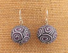 Load image into Gallery viewer, Purple, Black & White Korus Kathryn Design Handmade Bead Earrings