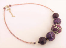 Load image into Gallery viewer, Purple, Black & White Mix Chunky Kathryn Design 5 Bead Necklace