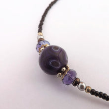 Load image into Gallery viewer, Purple & Blue Handmade Kathryn Design bead necklace