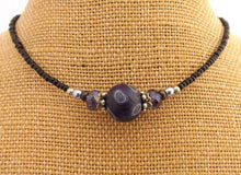Load image into Gallery viewer, Purple & Blue Handmade Kathryn Design bead necklace