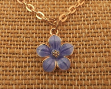 Load image into Gallery viewer, Small Flower Pendant Necklace (purple or blue)