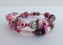 Load image into Gallery viewer, Purple & Pink Beads Memory Wire Bracelet