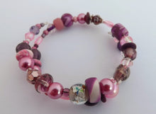 Load image into Gallery viewer, Purple & Pink Beads Memory Wire Bracelet