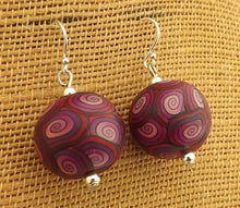 Load image into Gallery viewer, Purple & Pink Koru Handmade Kathryn Design Bead Earrings, Sterling Silver Hooks