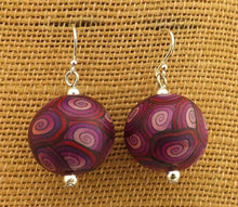 Load image into Gallery viewer, Purple & Pink Koru Handmade Kathryn Design Bead Earrings, Sterling Silver Hooks