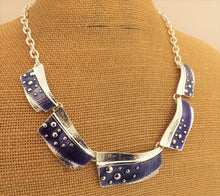 Load image into Gallery viewer, Purple & Silver Tone Collar Necklace