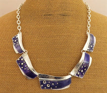 Load image into Gallery viewer, Purple & Silver Tone Collar Necklace