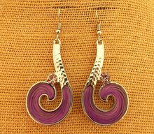 Load image into Gallery viewer, Purple & Silver Tone Koru Pendant Necklace & Earrings Set
