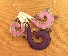 Load image into Gallery viewer, Purple & Silver Tone Koru Pendant Necklace & Earrings Set