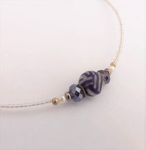 Load image into Gallery viewer, Purple & White Handmade Kathryn Design bead necklace