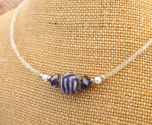 Load image into Gallery viewer, Purple & White Handmade Kathryn Design bead necklace