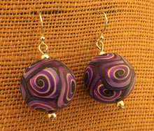 Load image into Gallery viewer, Purple & White Koru Kathryn Design Bead Earrings on Sterling Silver Hooks
