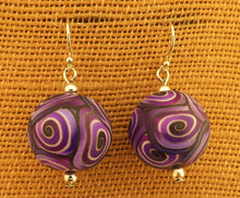 Load image into Gallery viewer, Purple & White Koru Kathryn Design Bead Earrings on Sterling Silver Hooks