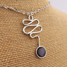 Load image into Gallery viewer, Dichroic Dome & Silver Tone Squiggle Necklace & Earrings Set (Purple or Blue)