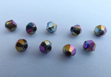 Load image into Gallery viewer, 40pcs Rainbow Metallic Mix Finish Glass Bicone 4mm Beads