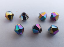 Load image into Gallery viewer, 40pcs Rainbow Metallic Mix Finish Glass Bicone 4mm Beads