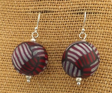 Load image into Gallery viewer, Red, Mauve & Grey Chunky Kathryn Design Bead Earrings Sterling Silver Hooks