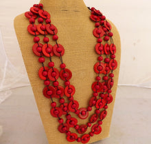 Load image into Gallery viewer, Red Chunky Wooden Bead Necklace