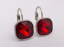 Load image into Gallery viewer, Faceted Square Earrings on Lever Back Hooks for Pierced Ears (multiple colour options)