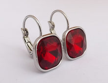 Load image into Gallery viewer, Faceted Square Earrings on Lever Back Hooks for Pierced Ears (multiple colour options)