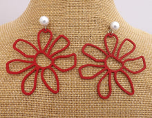 Load image into Gallery viewer, Large Frosted Flower with Faux Pearl Stud Setting (6x Colour Options)