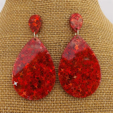 Load image into Gallery viewer, Red Glitter & Clear Acrylic Earrings