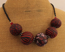 Load image into Gallery viewer, Red & Black Kathryn Design 5 Bead Chunky Necklace