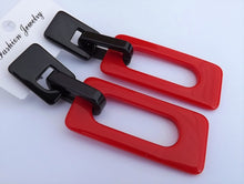 Load image into Gallery viewer, Acrylic Rectangle Large Chunky Drop Earrings (multiple colour options)