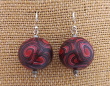 Load image into Gallery viewer, Red & Black Handmade Kathryn Design Bead Earrings Sterling Silver Hooks