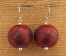 Load image into Gallery viewer, Red & Black Handmade Kathryn Design Bead Earrings on Sterling Silver Hooks