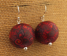 Load image into Gallery viewer, Red & Black Handmade Kathryn Design Bead Earrings on Sterling Silver Hooks