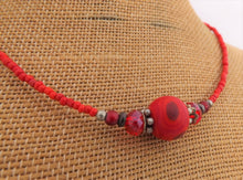 Load image into Gallery viewer, Red & Black Koru Kathryn Design Handmade bead necklace